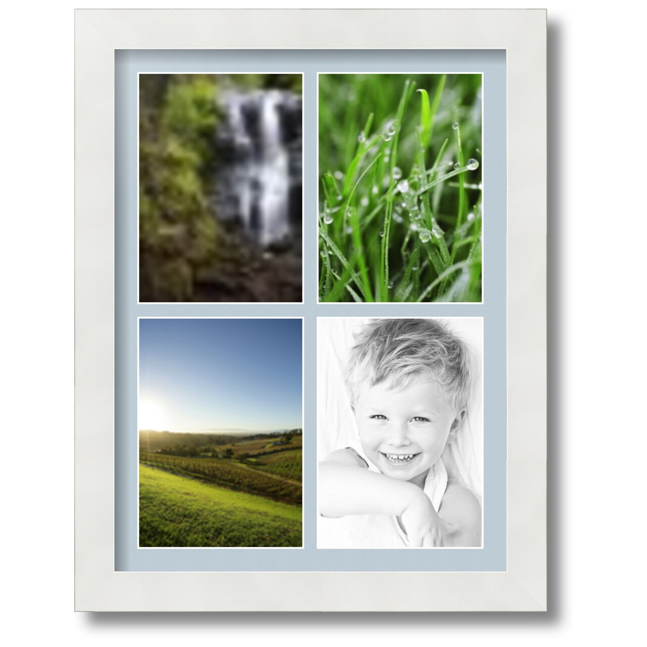 ArtToFrames Collage Photo Picture Frame with 4 - 5x7 inch Openings, Framed in White with Over 62 Mat Color Options and Regular Glass (CSM-3966-2153)